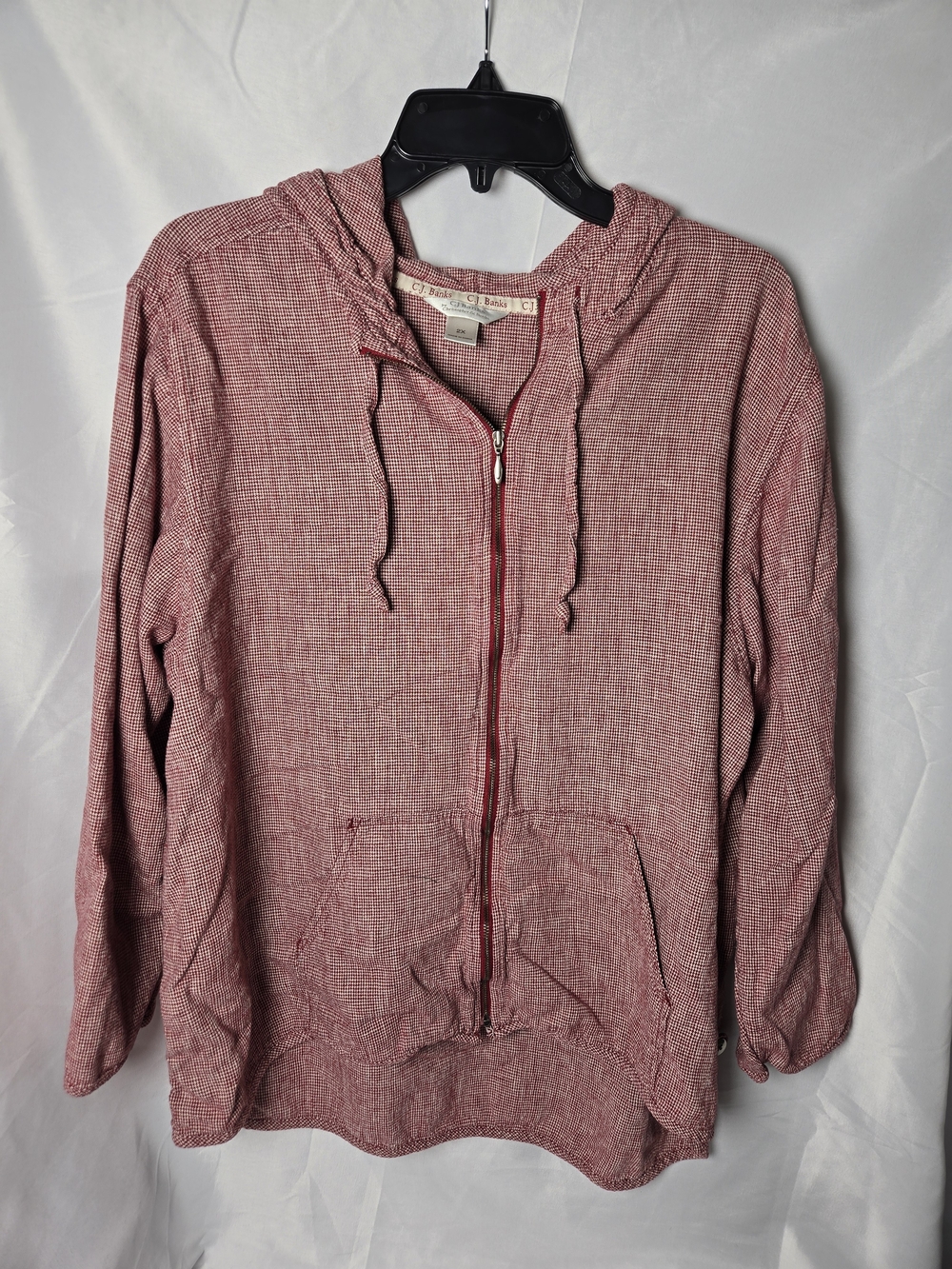 CJ Banks  Red Hooded Zip Bomber Jacket